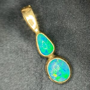 Emerald Tide twin opal pendant